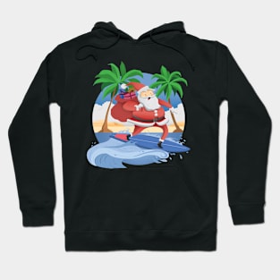 Tropical Christmas with Surfer Santa Hoodie